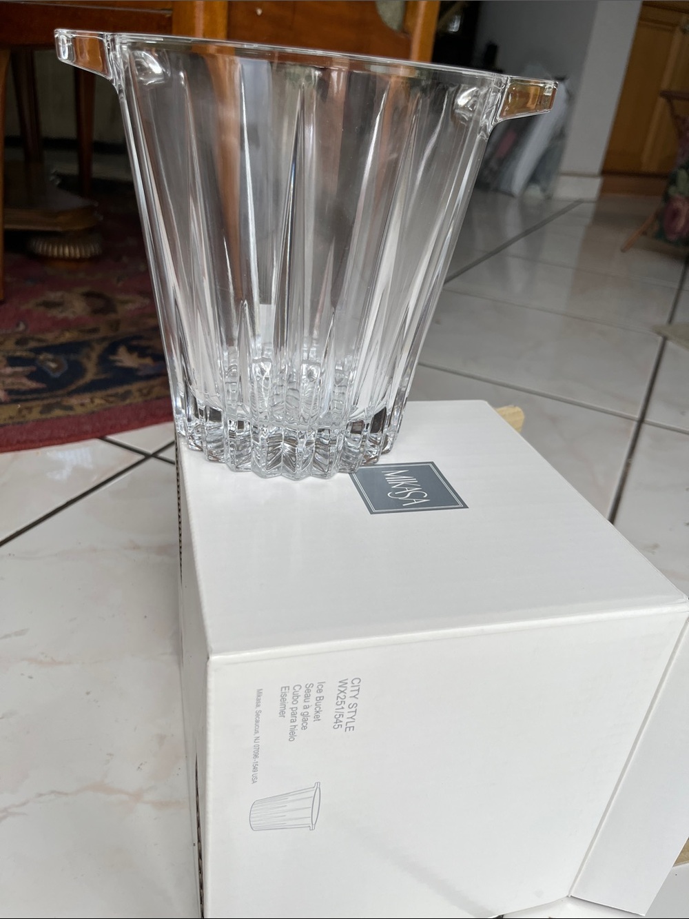Clear Glass Ice Bucket -